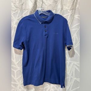 Z Zegna Blue Stretch Cotton Polo Shirt with Logo